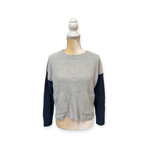 Madewell Patch Pocket Pullover Sweater in Colorblock Size S Small Gray